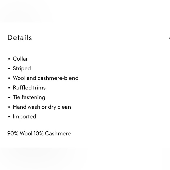 GANNI Striped Ruffled Wool & Cashmere Blend Collar NWT - Picture 8 of 10